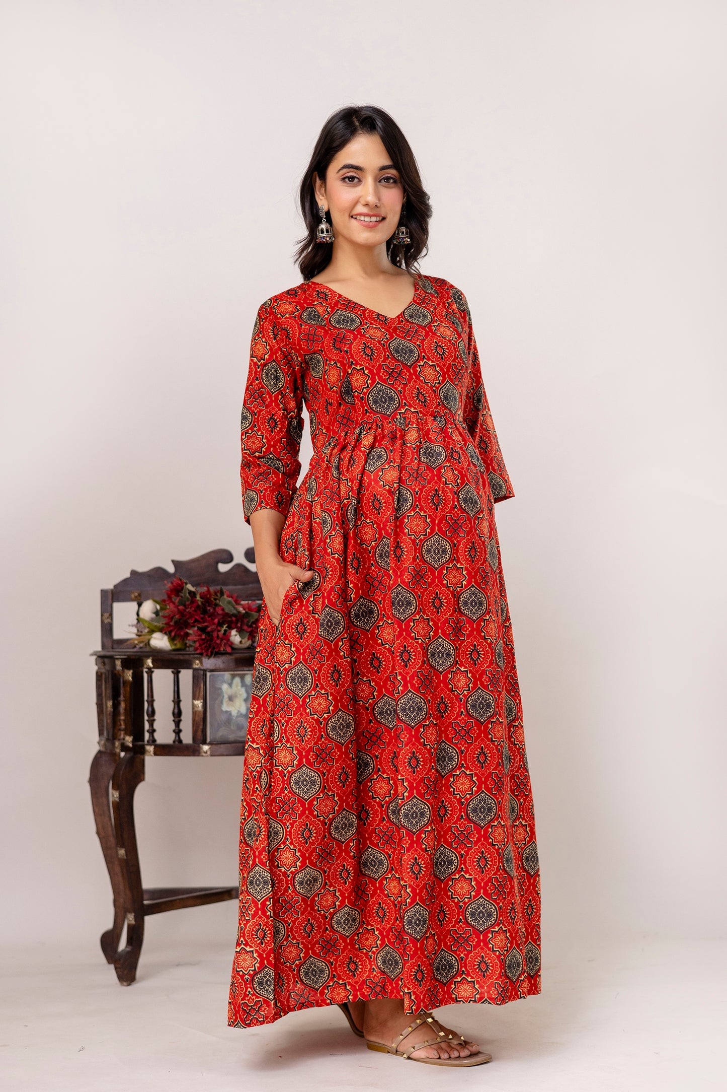 Buy 2 Get 1 Free - Deep Pockets, Hidden Feeding Zip & Adjustable Belt - Mughel Black, Red & Mustered