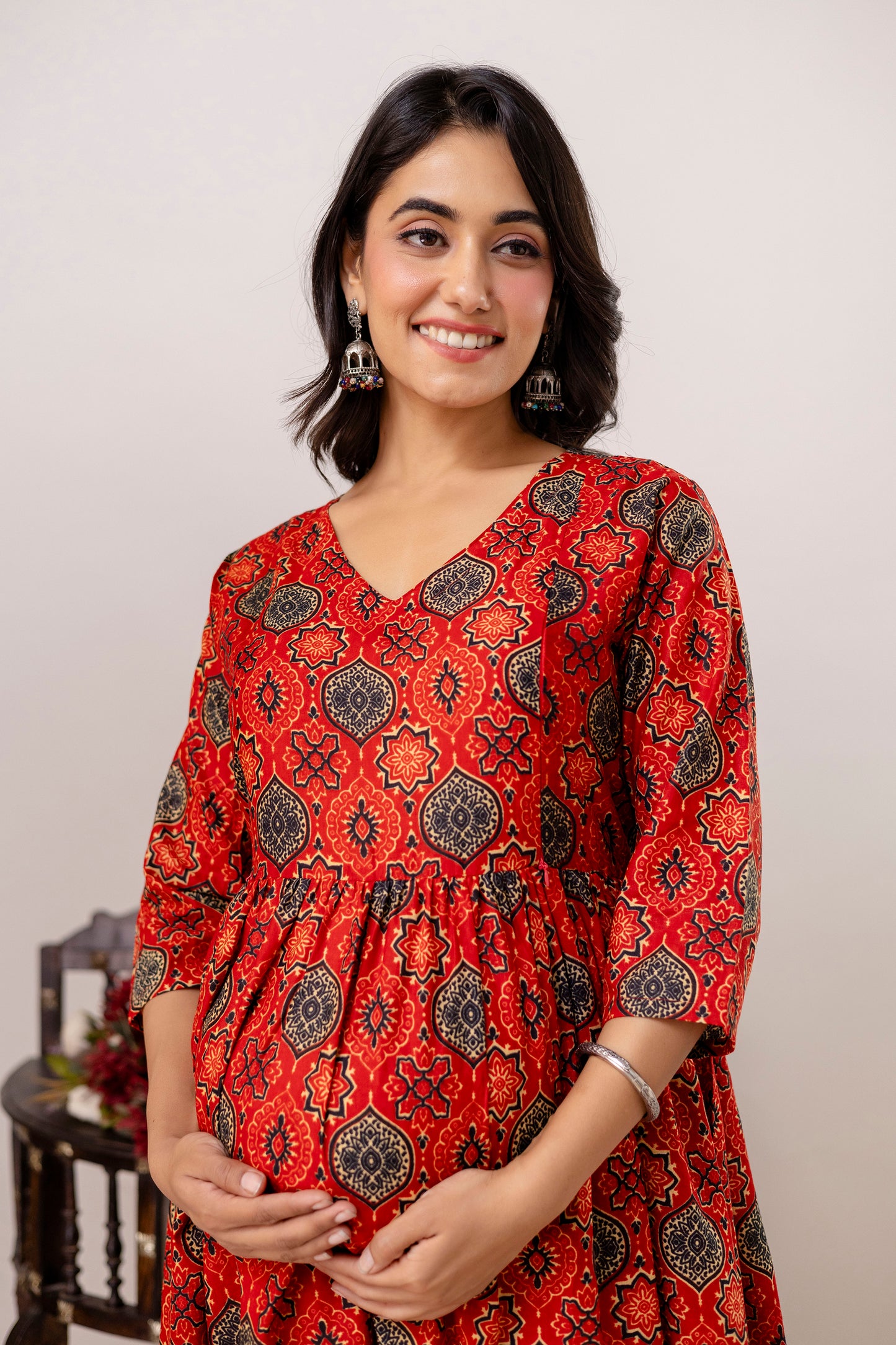 Buy 2 Get 1 Free - Deep Pockets, Hidden Feeding Zip & Adjustable Belt - Mughel Black, Red & Mustered